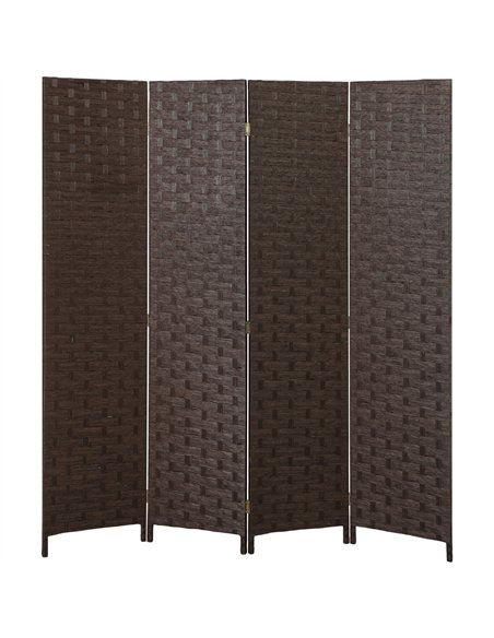 HOMCOM Wave Fibre Freestanding Folding Privacy Screen Panels, Room Divider, Dark Brown - pic 204840 | FastDaddyshop