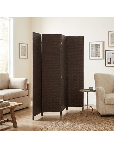 HOMCOM Wave Fibre Freestanding Folding Privacy Screen Panels, Room Divider, Dark Brown - pic 204846 | FastDaddyshop