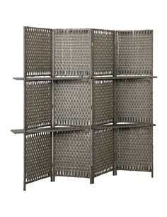 HOMCOM Wave Fibre Freestanding Folding Privacy Screen Panels, Room Divider, Grey