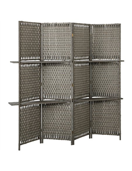 HOMCOM Wave Fibre Freestanding Folding Privacy Screen Panels, Room Divider, Grey - pic 204849 | FastDaddyshop