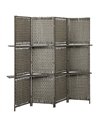 HOMCOM Wave Fibre Freestanding Folding Privacy Screen Panels, Room Divider, Grey