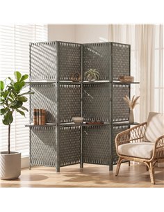 HOMCOM Wave Fibre Freestanding Folding Privacy Screen Panels, Room Divider, Grey 2