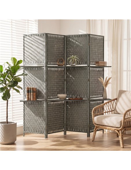 HOMCOM Wave Fibre Freestanding Folding Privacy Screen Panels, Room Divider, Grey - pic 204850 | FastDaddyshop