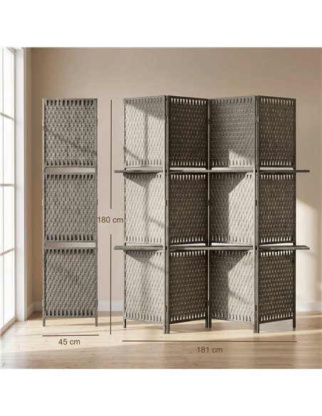 HOMCOM Wave Fibre Freestanding Folding Privacy Screen Panels, Room Divider, Grey - pic 204851 | FastDaddyshop