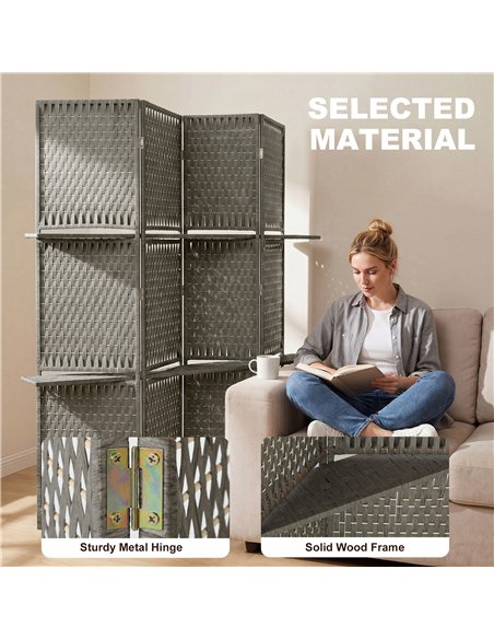 HOMCOM Wave Fibre Freestanding Folding Privacy Screen Panels, Room Divider, Grey - pic 204853 | FastDaddyshop