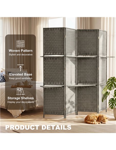 HOMCOM Wave Fibre Freestanding Folding Privacy Screen Panels, Room Divider, Grey - pic 204854 | FastDaddyshop
