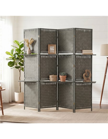 HOMCOM Wave Fibre Freestanding Folding Privacy Screen Panels, Room Divider, Grey - pic 204855 | FastDaddyshop