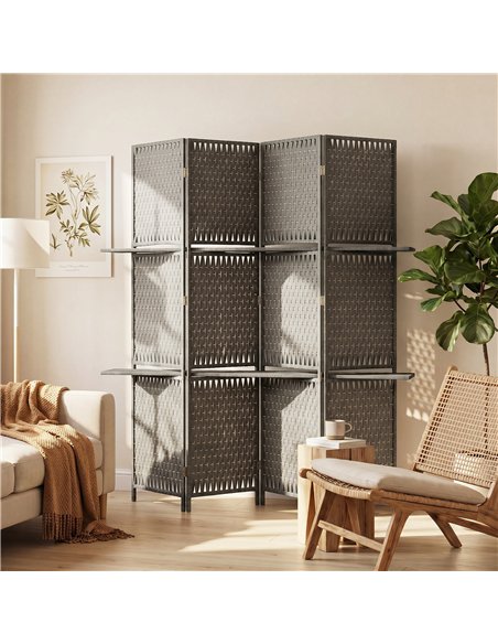HOMCOM Wave Fibre Freestanding Folding Privacy Screen Panels, Room Divider, Grey - pic 204856 | FastDaddyshop