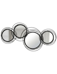 HOMCOM Metal Wall Art 56cm Modern Decorative Mirror Decor for Living Room Bedroom Dining Room, Black