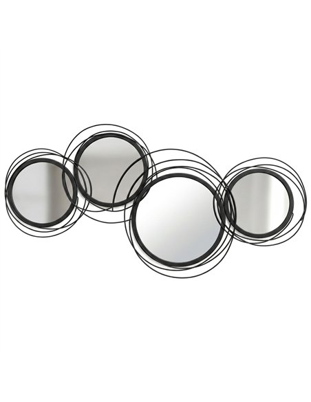 HOMCOM Metal Wall Art 56cm Modern Decorative Mirror Decor for Living Room Bedroom Dining Room, Black - pic 204858 | FastDaddyshop