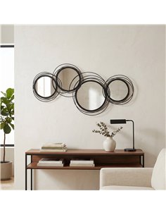HOMCOM Metal Wall Art 56cm Modern Decorative Mirror Decor for Living Room Bedroom Dining Room, Black 2