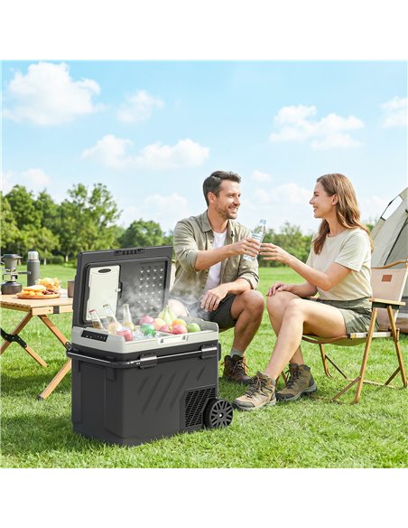 Outsunny 49L Compressor Car Fridge Freezer, Dual Zone Camping Refrigerator with App Control, Telescopic Handle, -20℃-20℃ - pic 204868 | FastDaddyshop