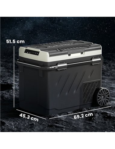 Outsunny 49L Compressor Car Fridge Freezer, Dual Zone Camping Refrigerator with App Control, Telescopic Handle, -20℃-20℃