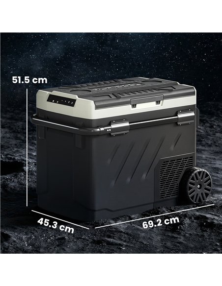 Outsunny 49L Compressor Car Fridge Freezer, Dual Zone Camping Refrigerator with App Control, Telescopic Handle, -20℃-20℃ - pic 204869 | FastDaddyshop