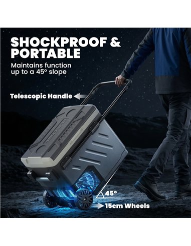 Outsunny 49L Compressor Car Fridge Freezer, Dual Zone Camping Refrigerator with App Control, Telescopic Handle, -20℃-20℃