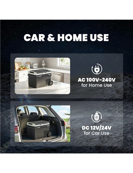 Outsunny 40L Compressor Car Fridge Freezer, Dual Zone Camping Refrigerator with App Control, Telescopic Handle, -20℃-20℃ - pic 204880 | FastDaddyshop