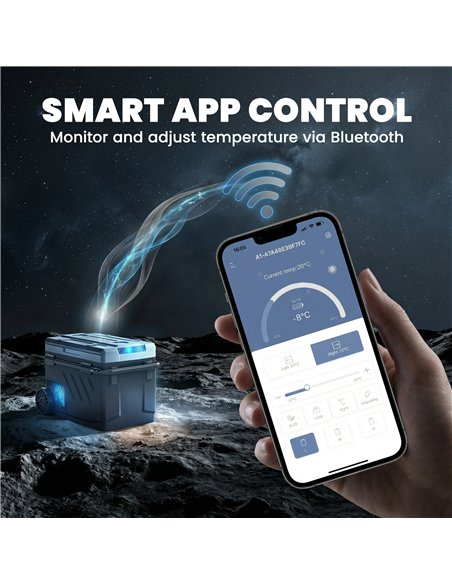 Outsunny 40L Compressor Car Fridge Freezer, Dual Zone Camping Refrigerator with App Control, Telescopic Handle, -20℃-20℃ - pic 204881 | FastDaddyshop