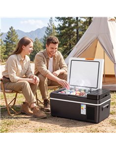 Outsunny 20L Compressor Car Fridge Freezer, Camping Refrigerator with App Control, 12/24V DC and 100-240V AC, 2