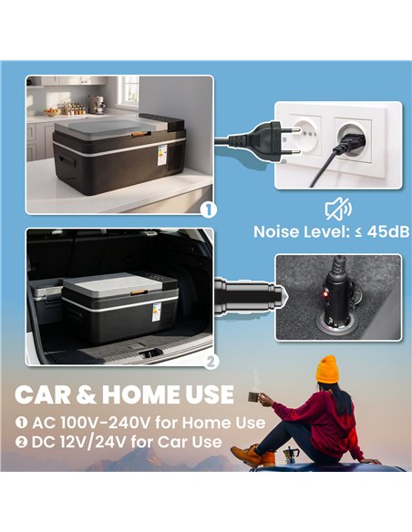 Outsunny 20L Compressor Car Fridge Freezer, Camping Refrigerator with App Control, 12/24V DC and 100-240V AC, - pic 204911 | FastDaddyshop