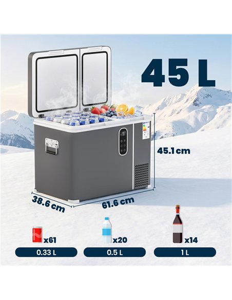 Outsunny 45L Compressor Car Fridge Freezer, Dual Zone Camping Refrigerator with App Control, Grey - pic 204914 | FastDaddyshop