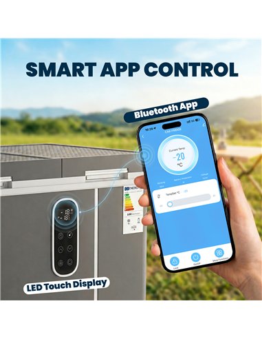 Outsunny 45L Compressor Car Fridge Freezer, Dual Zone Camping Refrigerator with App Control, Grey