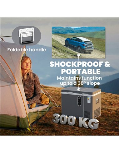 Outsunny 45L Compressor Car Fridge Freezer, Dual Zone Camping Refrigerator with App Control, Grey