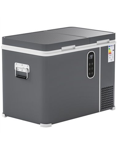 Outsunny 45L Compressor Car Fridge Freezer, Dual Zone Camping Refrigerator with App Control, Grey