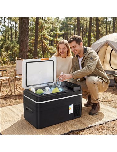 Outsunny 30L Compressor Car Fridge Freezer, Camping Refrigerator with App Control, 12/24V DC and 100-240V AC, Black