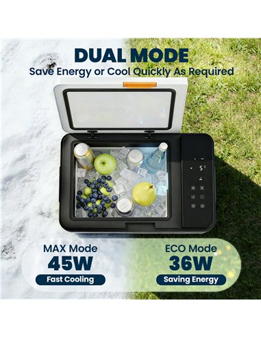 Outsunny 30L Compressor Car Fridge Freezer, Camping Refrigerator with App Control, 12/24V DC and 100-240V AC, Black