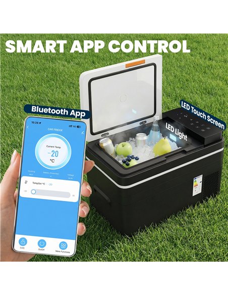 Outsunny 30L Compressor Car Fridge Freezer, Camping Refrigerator with App Control, 12/24V DC and 100-240V AC, Black - pic 204926 | FastDaddyshop