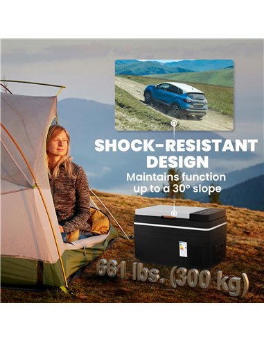 Outsunny 30L Compressor Car Fridge Freezer, Camping Refrigerator with App Control, 12/24V DC and 100-240V AC, Black