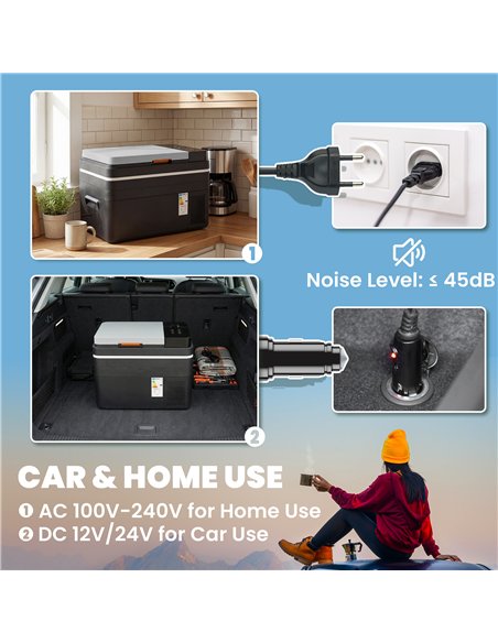 Outsunny 30L Compressor Car Fridge Freezer, Camping Refrigerator with App Control, 12/24V DC and 100-240V AC, Black - pic 204929 | FastDaddyshop