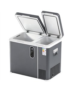 Outsunny 55L Compressor Car Fridge Freezer, Dual Zone Camping Refrigerator with App Control, Grey