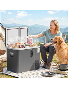 Outsunny 55L Compressor Car Fridge Freezer, Dual Zone Camping Refrigerator with App Control, Grey 2