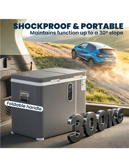 Outsunny 55L Compressor Car Fridge Freezer, Dual Zone Camping Refrigerator with App Control, Grey - pic 204936 | FastDaddyshop