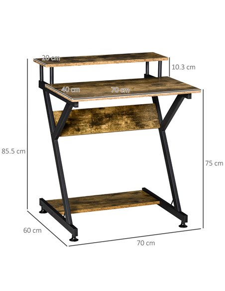 HOMCOM Compact Computer Table, R Shape Desk with Monitor Shelf and Storage, Brown - pic 20494 | FastDaddyshop
