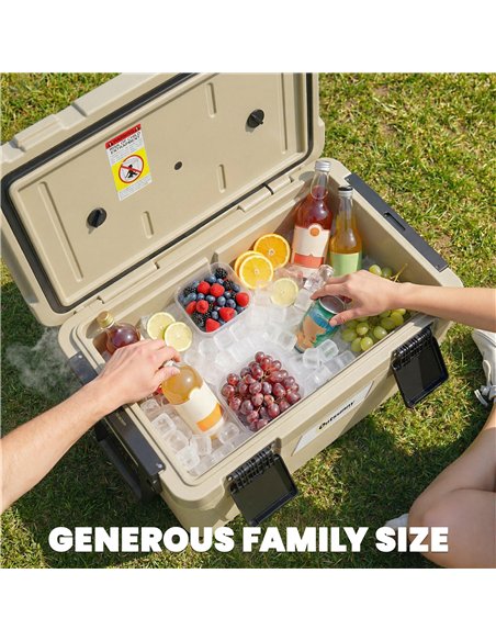 Outsunny 42.6L Insulated Cool Box, Lightweight Portable Ice Cooler with Handle, Lid and Drain Valve, Khaki - pic 204943 | FastDaddyshop
