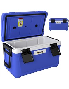 Outsunny 42.6L Insulated Cool Box, Lightweight Portable Ice Cooler with Handle, Lid and Drain Valve, Dark Blue