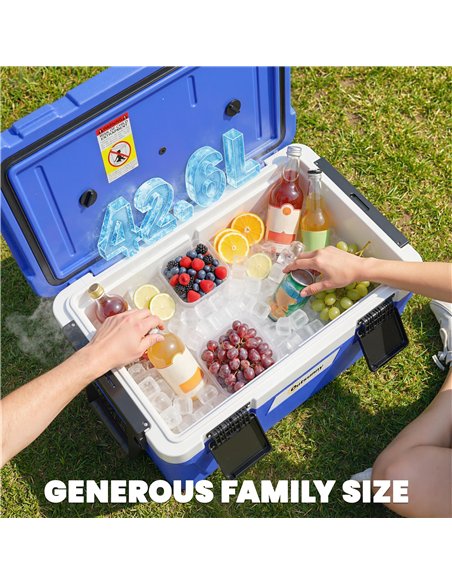 Outsunny 42.6L Insulated Cool Box, Lightweight Portable Ice Cooler with Handle, Lid and Drain Valve, Dark Blue - pic 204952 | FastDaddyshop