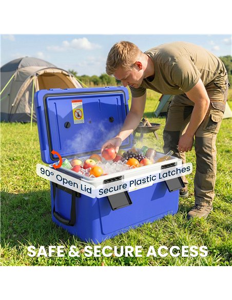 Outsunny 42.6L Insulated Cool Box, Lightweight Portable Ice Cooler with Handle, Lid and Drain Valve, Dark Blue - pic 204953 | FastDaddyshop