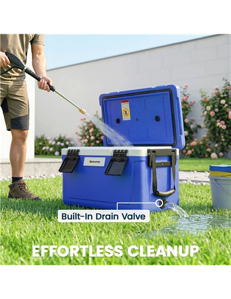 Outsunny 42.6L Insulated Cool Box, Lightweight Portable Ice Cooler with Handle, Lid and Drain Valve, Dark Blue - pic 204954 | FastDaddyshop