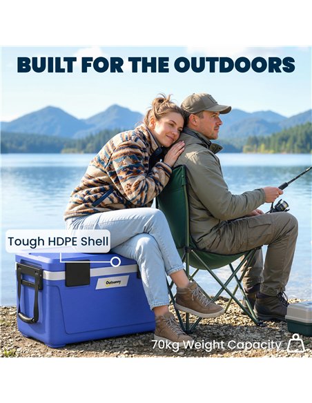Outsunny 42.6L Insulated Cool Box, Lightweight Portable Ice Cooler with Handle, Lid and Drain Valve, Dark Blue - pic 204955 | FastDaddyshop