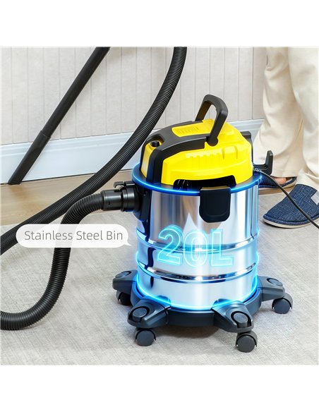 HOMCOM Wet and Dry Vacuum Cleaner, 1200W 20L Wet & Dry Vacuum Cleaner w/ Blower, Triple Filters for Workshop, Home, Carpet - pic 204979 | FastDaddyshop