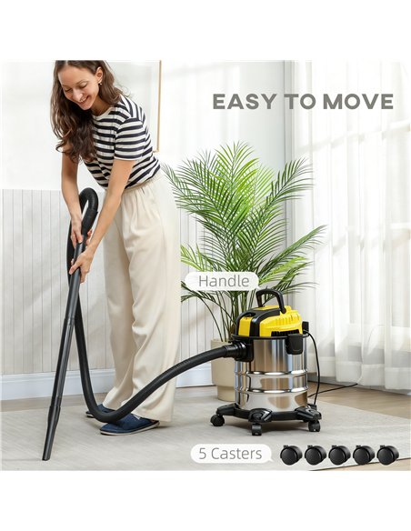 HOMCOM Wet and Dry Vacuum Cleaner, 1200W 20L Wet & Dry Vacuum Cleaner w/ Blower, Triple Filters for Workshop, Home, Carpet - pic 204980 | FastDaddyshop
