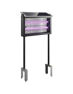 Outsunny Solar Bug Zapper Outdoor, 3500 V Electric Mosquito Fly Zapper with 4.3 m Cord, Dusk-to-Dawn Control, Black