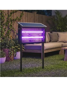 Outsunny Solar Bug Zapper Outdoor, 3500 V Electric Mosquito Fly Zapper with 4.3 m Cord, Dusk-to-Dawn Control, Black 2