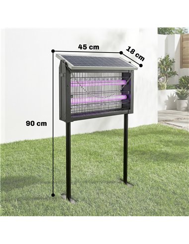 Outsunny Solar Bug Zapper Outdoor, 3500 V Electric Mosquito Fly Zapper with 4.3 m Cord, Dusk-to-Dawn Control, Black