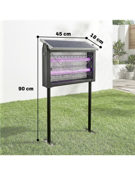 Outsunny Solar Bug Zapper Outdoor, 3500 V Electric Mosquito Fly Zapper with 4.3 m Cord, Dusk-to-Dawn Control, Black - pic 204995 | FastDaddyshop
