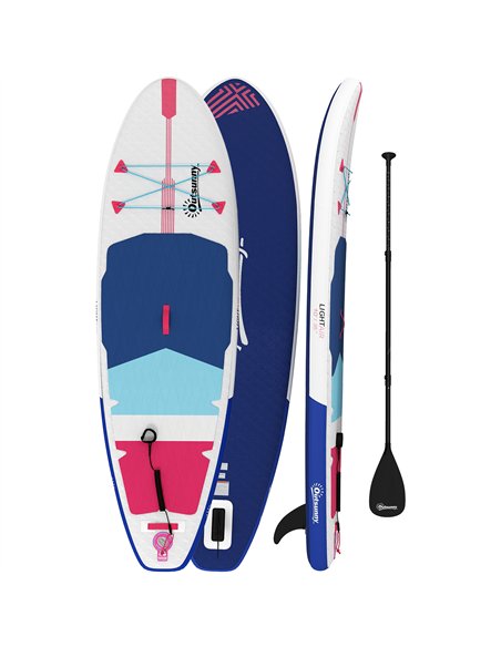 Outsunny Inflatable Stand Up Paddle Board, 305x89x15cm Extra-Wide SUP with Non-Slip EVA Deck, Adj Aluminum Paddle - pic 205002 | FastDaddyshop