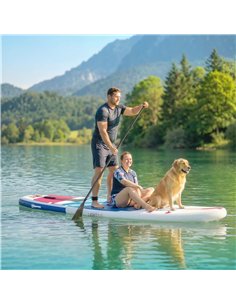 Outsunny Inflatable Stand Up Paddle Board, 305x89x15cm Extra-Wide SUP with Non-Slip EVA Deck, Adj Aluminum Paddle 2